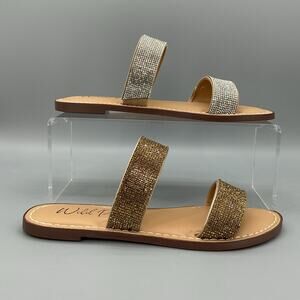 NEW Wild Pair Women’s Rhinestone Ginnie Slide Sandals Silver/Bronze Size 7.5M